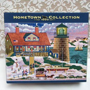 HERONIM Grandma and Grandpa at Christmas 1000 Pieces Lighthouse Holiday Scene